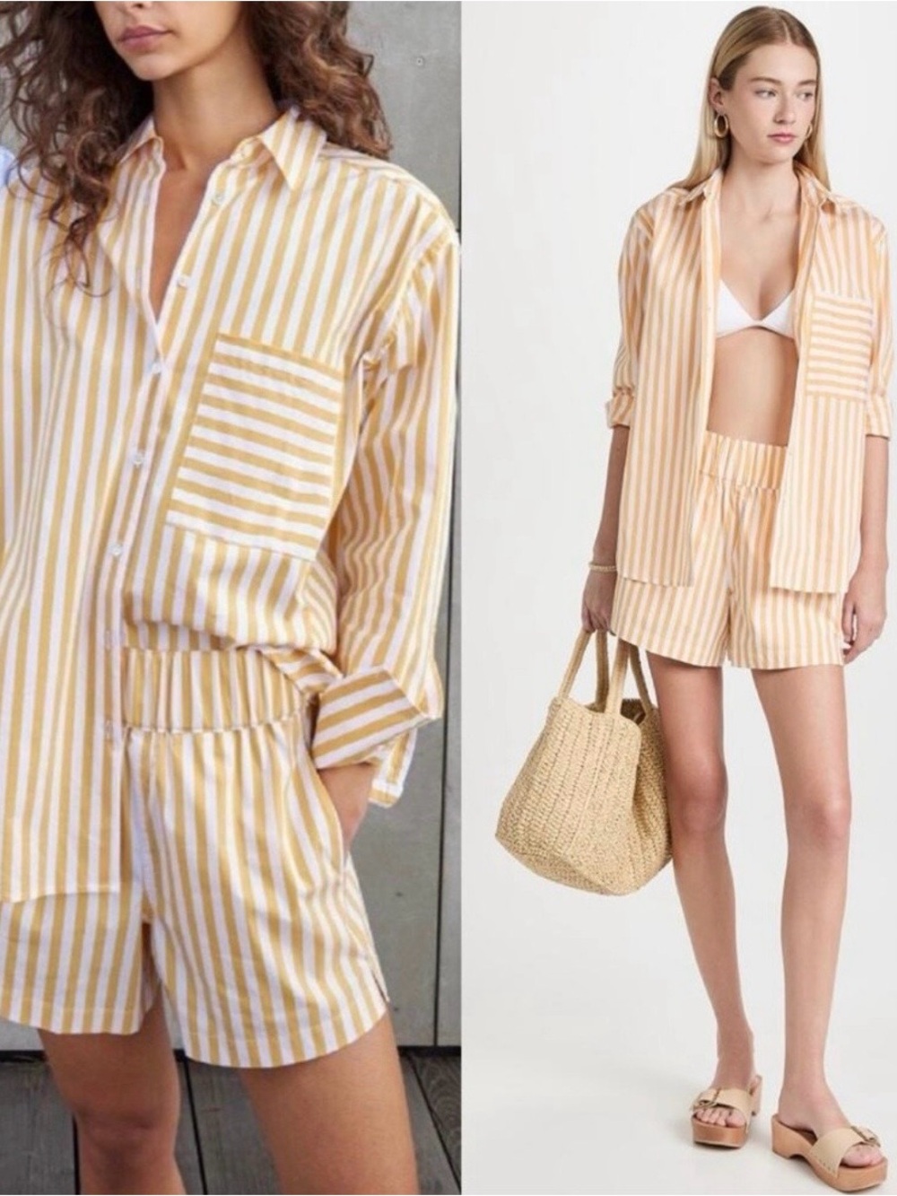 AYR Yellow and White Striped Button Down Shirt